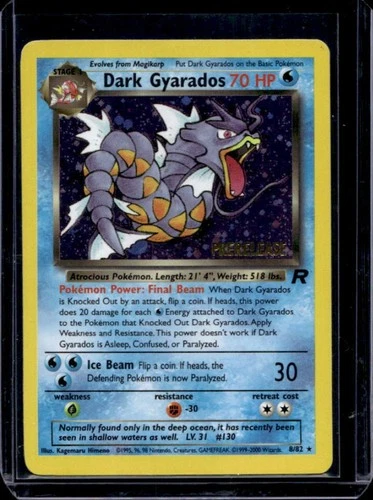 2000 Pokemon Team Rocket Dark Gyarados Prerelease Promo Holo #8/82