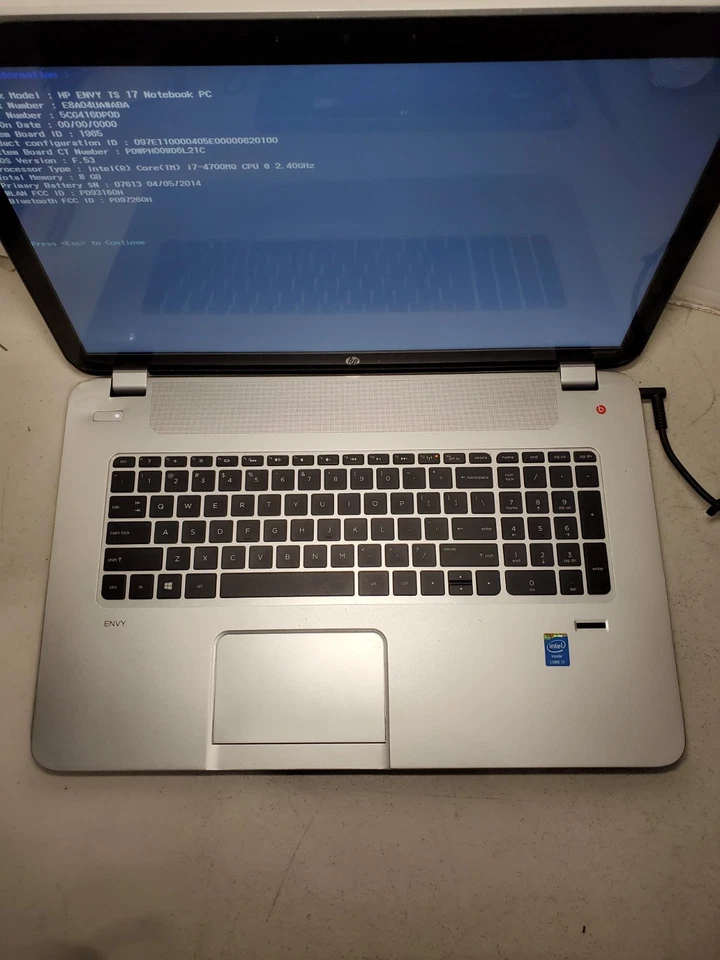 HP ENVY TS 17 CORE i7-4700MQ 8GB RAM Sin HDD/SSD/OS! BIOS PW! #69 Foto 3 de 4