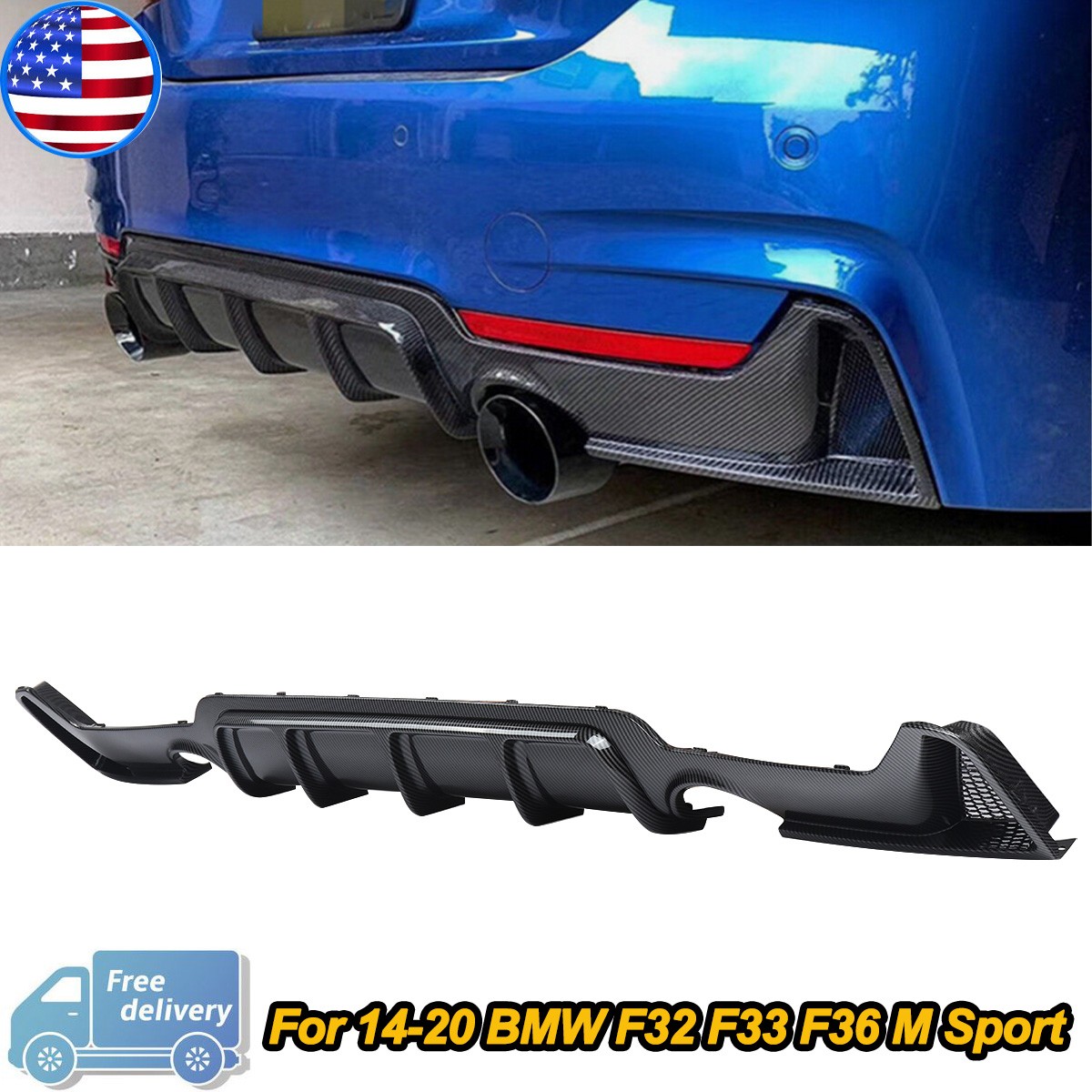 BMW F32 F33 F36 Mスポーツ リア ディフューザー デヒューザー Amazon | リアバンパーディフューザーフィット BMW F32 F33 F36