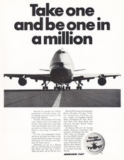 1970 Boeing 747: Take One Be One In Million Vintage Print Ad