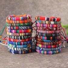 24pcs Bohemian Style Braided Friendship Bracelets Colorful Summer Set - NEW
