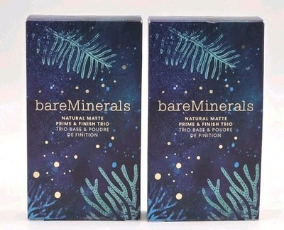 2x Bare Minerals Natural Matte Prime & Finish Mini Trio New Sealed Box Travel