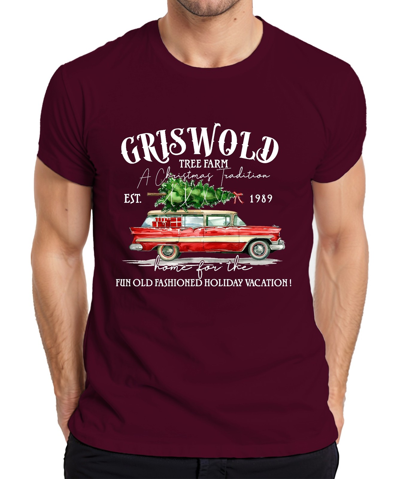 Griswold Tree Farm Christmas Tradition Vintage Car Holiday Men's T-Shirt