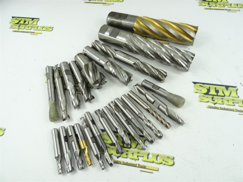 LOT OF 23 ASSORTED HSS END MILLS 1/4" TO 1-23/64" DIA WELDON PUTNAM