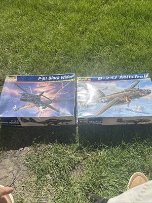 2 Level 2 Model Kits P-61 Black Widow& B25j Planes 1/48 Scale Models  Revell