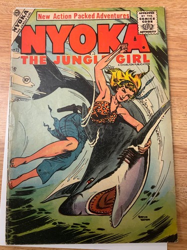 Nyoka the Jungle Girl #15 (1956) Charlton Comics Maurice Whitman SHARK Cover