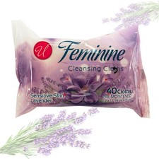 Sensitive Skin Gentle Feminine Wipes 40ct Lavender Cloths Alcohol  Paraben Free