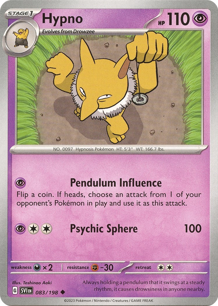 Pokemon Hypno 083/198 Scarlet & Violet Base Set Uncommon NM TCG