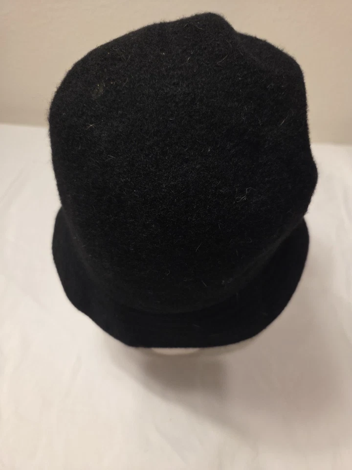 Sombrero cubo trituradora de lana vintage Kangol para mujer lana negra Foto 4 de 4