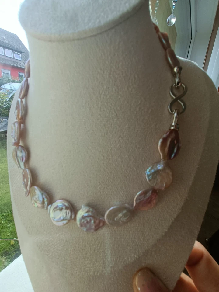 Luxuriöse Lila-rosa Natur Scheibenperlen mm Kette ,Handgemachte Ca 42cm lang - Bild 3 von 4