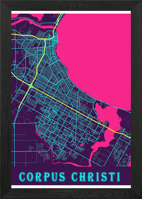 Fronleichnam Neon Stadt gerahmtes Wandbild Poster Leinwanddruck Bild