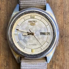 Vintage Seiko 5 7009-80YR Automatic Watch Checkered Dial Stainless Steel Beater