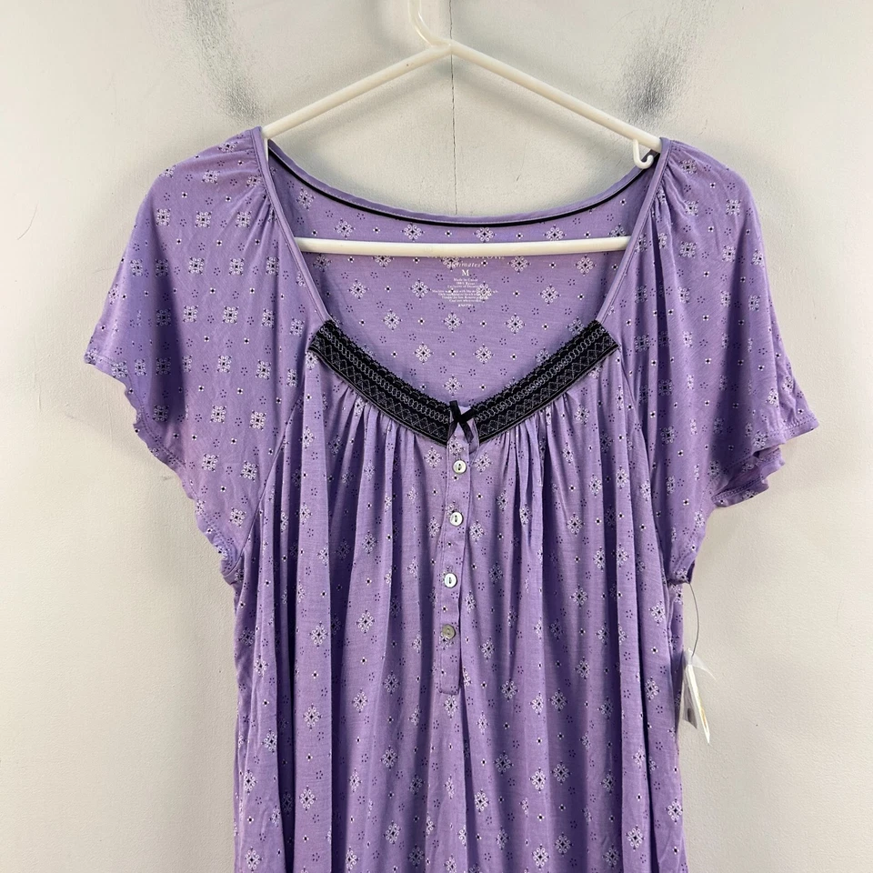 Croft & Barrow Intimates Dress Purple Floral Nightgown S/S Knit Stretch 14656 - Image 3 of 4