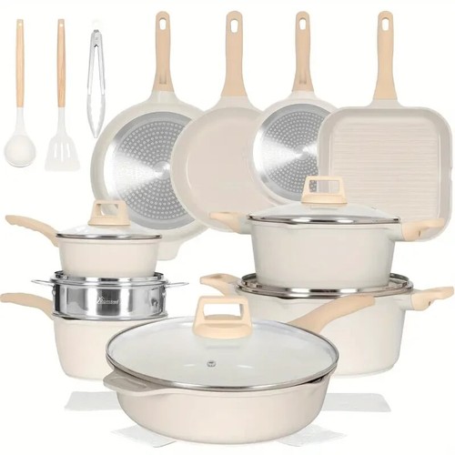 Juego de utensilios de cocina 23 piezas, ollas y sartenes antiadherentes accesorios de cocina inducción - Imagen 9 de 9