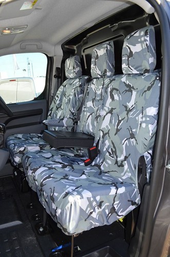 Vordersitzbezüge mit Ablage grau tarnfarben wasserdicht maßgeschneidert für Toyota Proace 2016+ - Bild 3 von 5
