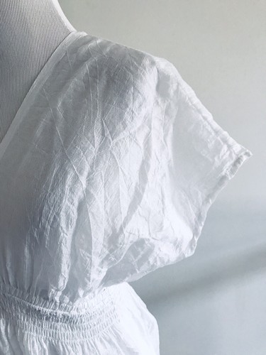 Chemisier femme Michael Kors taille XS blanc dos V taille élastique manches transparentes Dolman - Photo 10/13