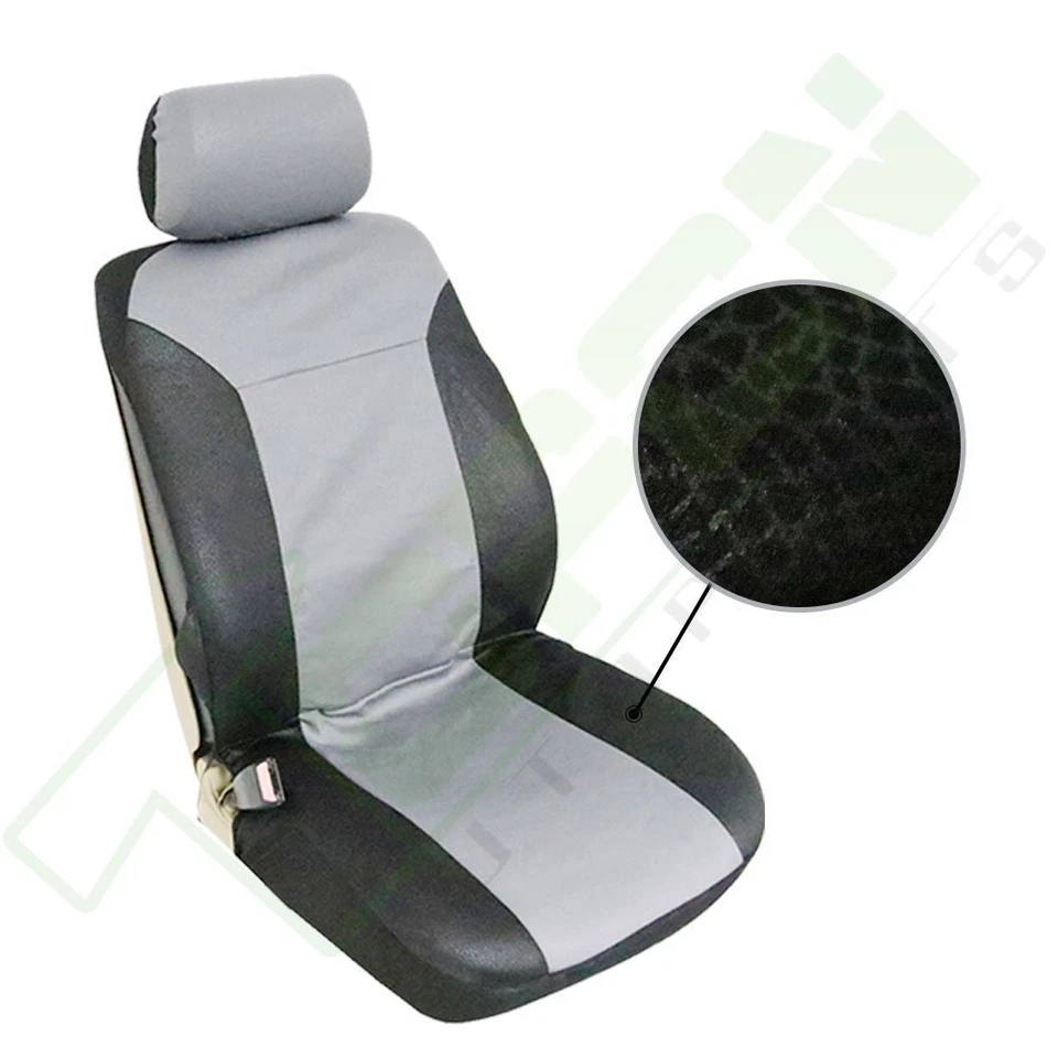 Black Gray Protector Car Auto Seat Covers W/Headrest Covers Full Set For Dodge Foto 2 de 4