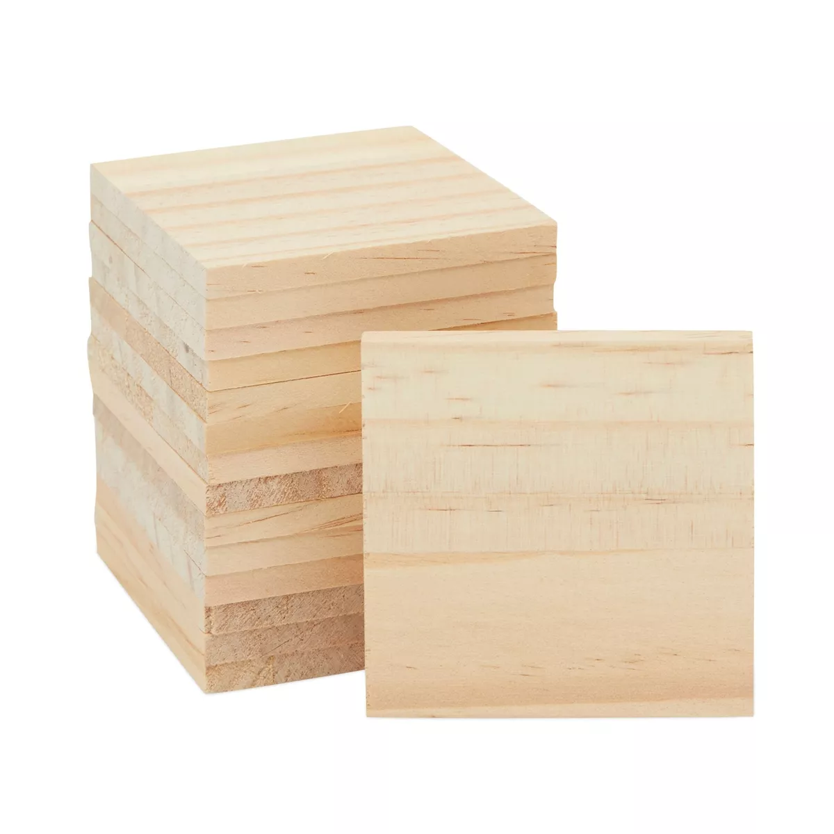 60 Pack Unfinished Wood Pieces 3x3 Inch, Blank Wooden Squares for Crafts,  Cutout Tiles for DIY Coasters, Painting, Engraving 