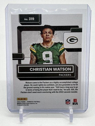 2022 Panini Donruss Football Christian Watson Canvas Portrait Rated Rookie RC SP - Picture 2 of 2