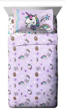 NEW JoJo Siwa Sparkle Shine 4pc Full Size Sheet Set ft BowBow, Unicorns, Rainbow