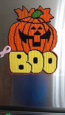 Pumpkin Plastic Canvas Yarn Finished Halloween Decoration Vintage Magnetic