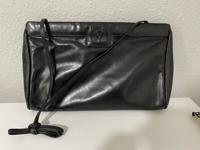 Vintage ANNE KLEIN for CALDERON Small Black Leather Soft Clutch Shoulder  Bag