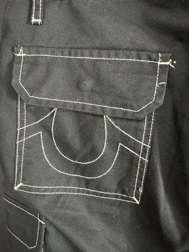 True Religion Jet Black Cargo Pants Men’s Size 29 $159 197516311178 Trendy Urban - Picture 13 of 14