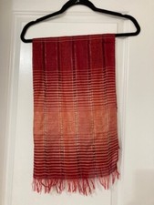 Beautiful Red  Cream Rectangle Scarf. 72'. Excellent Condition