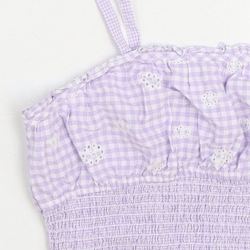 Zara Girls Purple Gingham Cotton blend Camisole Tank Size 11-12 Years Pull - Picture 11 of 12
