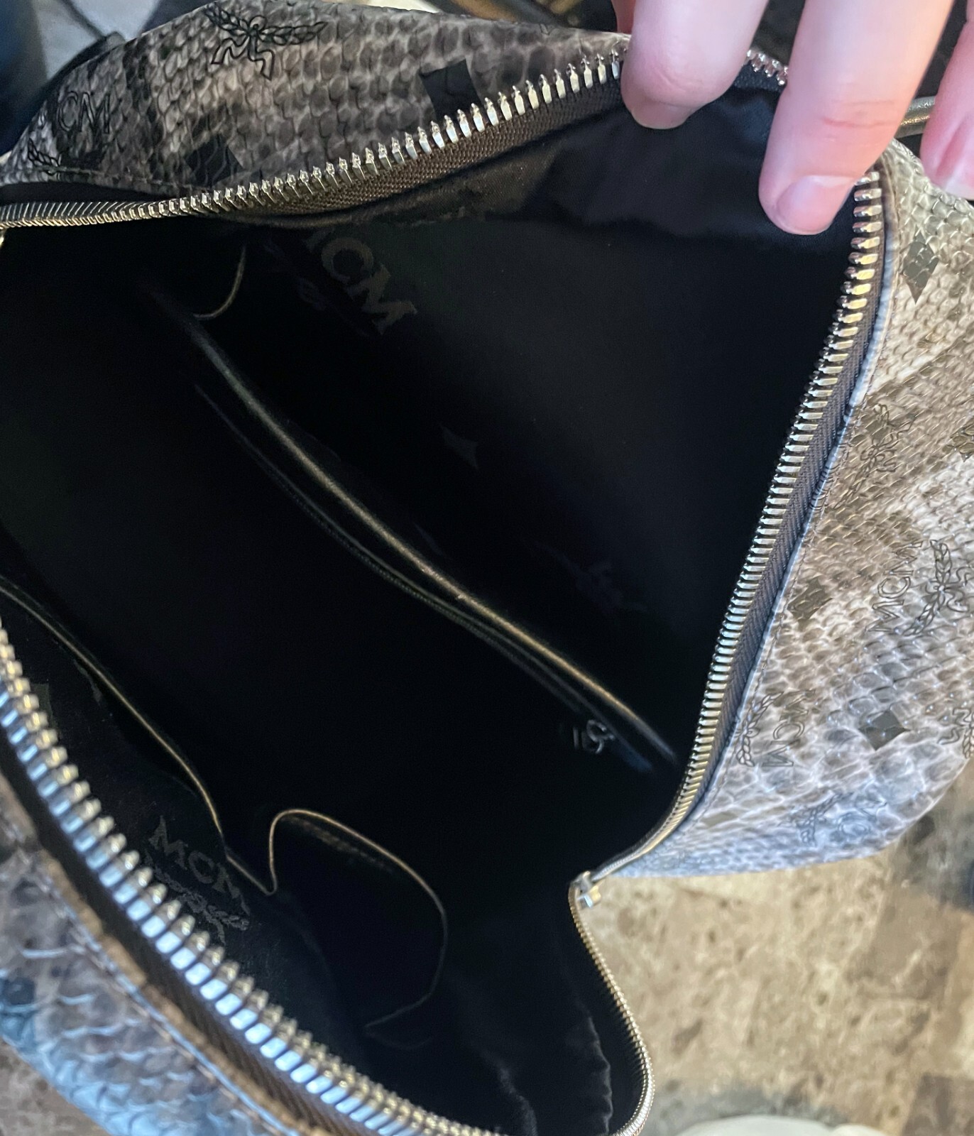 MCM GRAY PYTHON SNAKE BLACK DIAMOND PRINT MONOGRA… - image 15