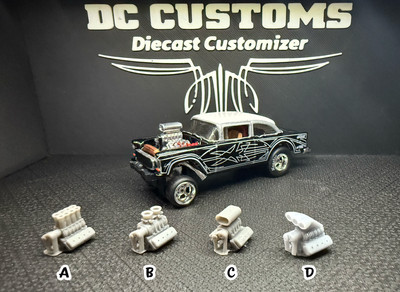 55 CHEVY GASSER ENGINES (3D PRINTED RESIN. CAR NOT  INCLUDED)