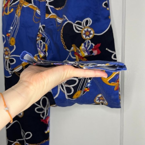 Vintage Lauren Ralph Lauren Womens Pant 12 Petite Blue Nautical Print Crop 90s - Picture 19 of 21