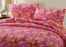 DaDa Bedding Vibrant Colorful Pink Red Yellow Lightweight Blanket Bedspread Set