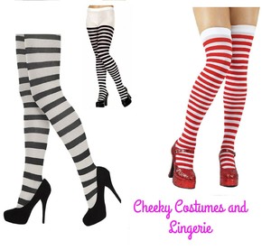 HENBRANDT RED AN WHITE STRIPEY STOCKINGS//HOLD-UPS