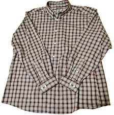 Eddie Bauer Wrinkle Free Shirt Mens XL Relaxed Fit Burgundy White Check Casual