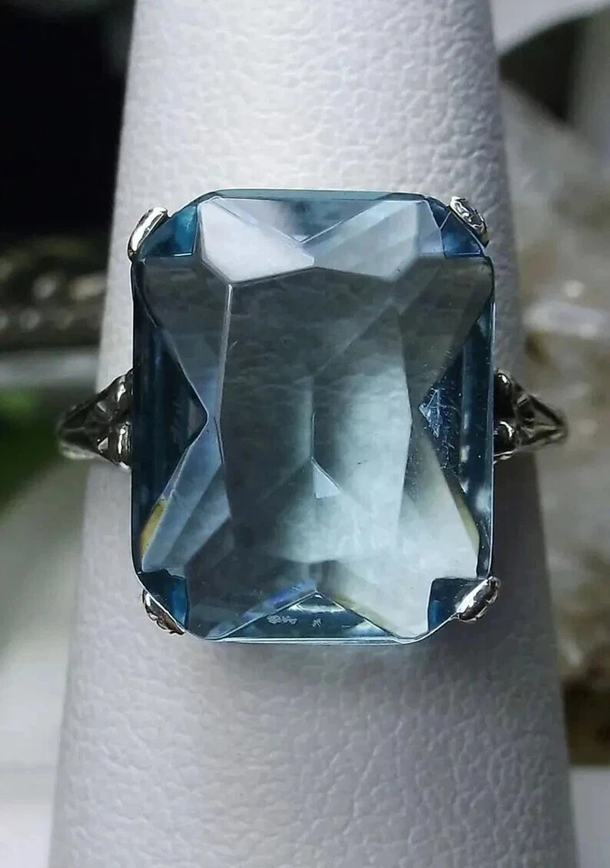 4.80 Ct Emerald Cut Natural Aquamarine Diamond Engagement Ring 14K White Gold - Image 2 of 4