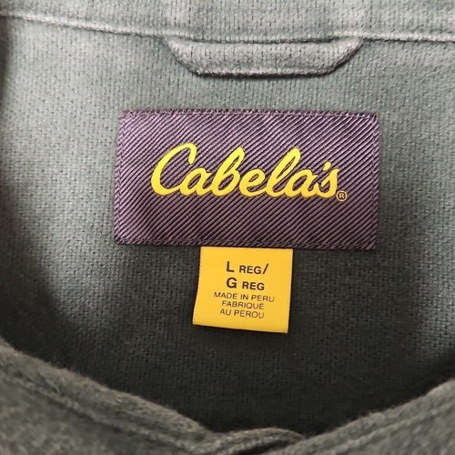 Cabelas Chamois Shirt Mens L Forest Green Heavyweight Cotton Flannel Button Up - Picture 7 of 9