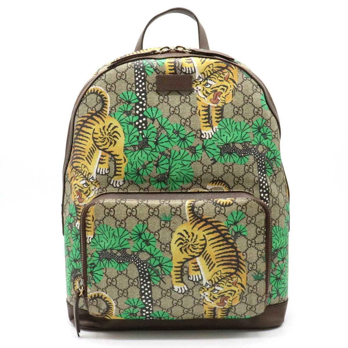 Gucci GG Supreme Bengal Backpack 428027 PVC Leather Beige Free Shipping