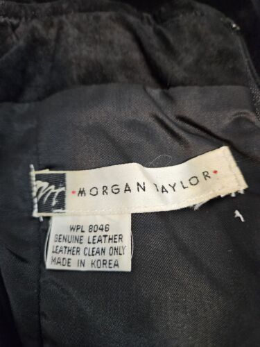 Vintage 80s Morgan Taylor Black Leather Strapless Dress Size Medium Women's S18 - Picture 8 of 9