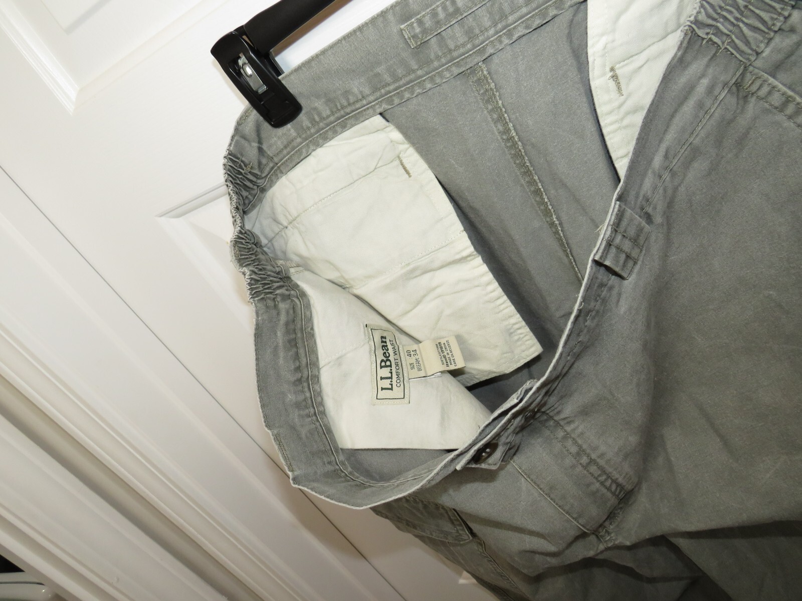 LL Bean Pants Mens 40x34 Stone Washed Grey Cargo Comfort Waist Outdoors