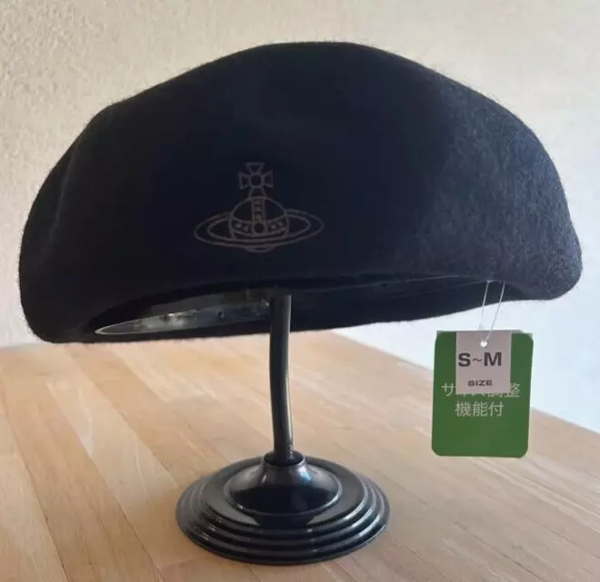 Vivienne Westwood Black Beret Hunting Hat Orb Logo Size S - M