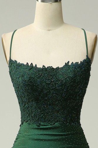 Juniors Women Mermaid Halter Dark Green Long Prom Dress w/ Appliques Beading 12 - Picture 8 of 11