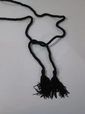 Extra Long Curtain Tieback Weaved Cord Belts 5/8" with End Tassel Black 67"