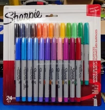 Permanent Markers, Ultra Fine Point, Assorted Colors, 24 Count
