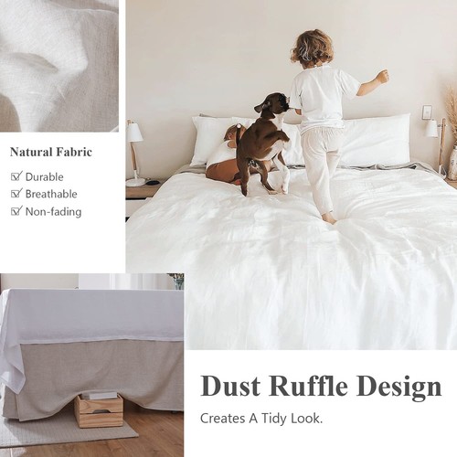 Simple&Opulence Belgian Linen Bed Skirt with Classic 14 inch Tailored Drop Du... - 第 5/6 張圖片