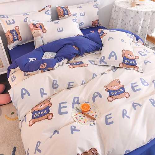 3/4pcs Cute Cartoon Fruit Bedding Set Flat Bed Sheet Duvet Cover Pillowcase
