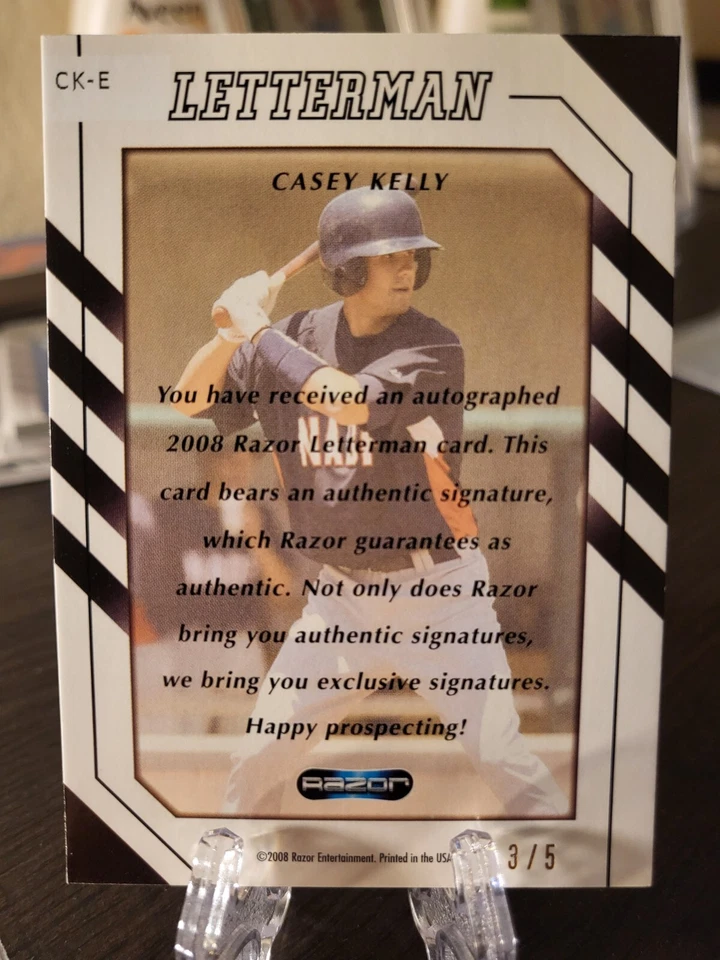 2008 Razor Letterman "E" /5 Casey Kelly Auto Rookie RC #CK-E - Image 3 of 3