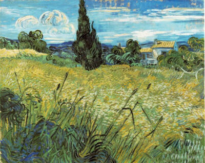 Oil Painting repro Vincent Van Gogh : Green Wheat Field with Cypress