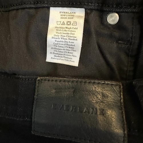 EVERLANE Jeans Women 27 Black Slim Straight High Rise Skinny Denim Stretch NWOT - Picture 4 of 10