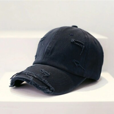 Distressed Baseball Cap Hat Dad Solid, Plain Men Women Cotton Vintage Look